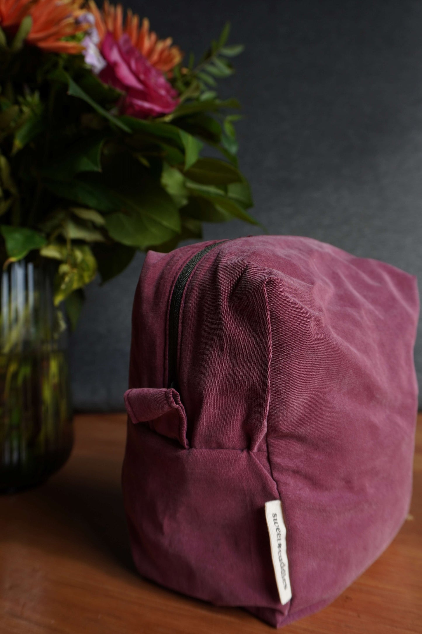 Trousse Rectangle - Bordeaux effet suède
