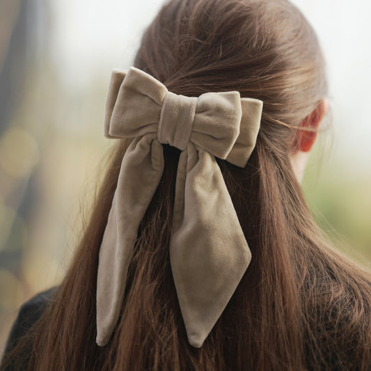 Nœud-barrette pour cheveux | Beige | Upcyclé