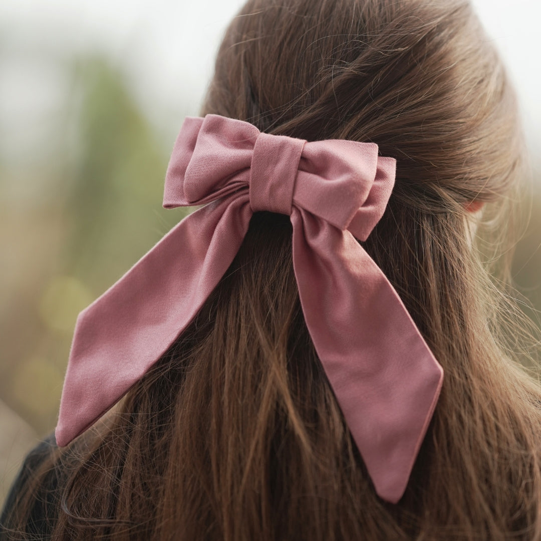 Nœud-barrette pour cheveux | Rose | Upcyclé