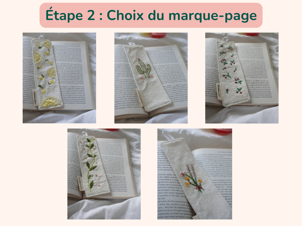 Lot marque-page / pochette pour livres en tissus upcyclés