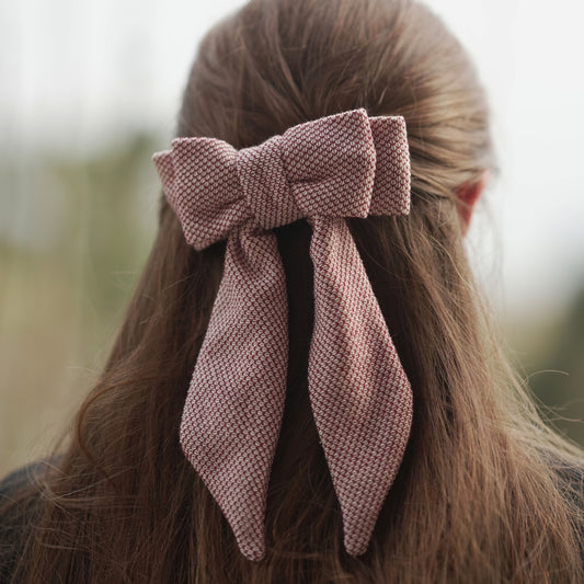 Nœud-barrette pour cheveux | Rouge et Blanc | Upcyclé