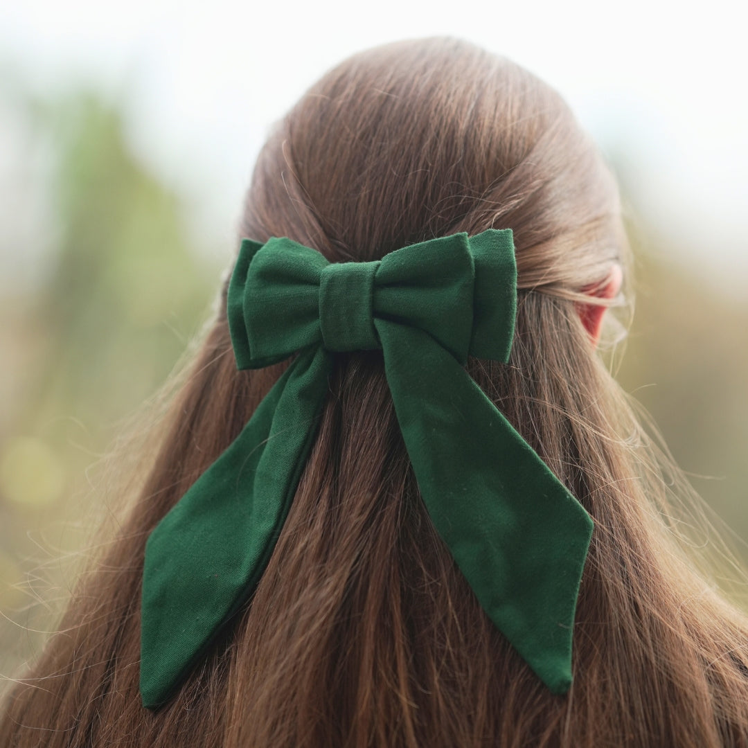 Nœud-barrette pour cheveux | Vert | Upcyclé